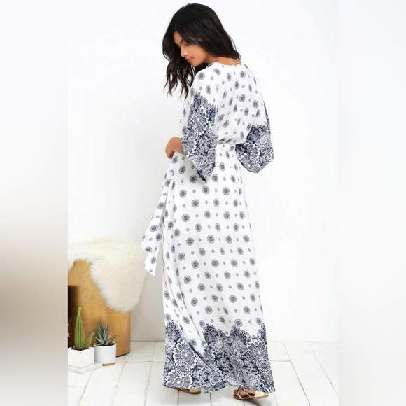 Lulus South of France Blue and Ivory Print Maxi Dress - Picture 4 of 8